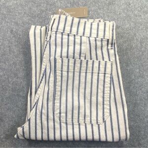 NWT J. Crew Women's Slim Wide-Leg Jeans Size 25 AJ529 Blue White Stripe, NWT